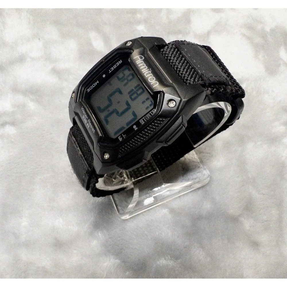 Armitron Mens 40mm Sports Digital Chronograph Watch NATO Strap New Battery